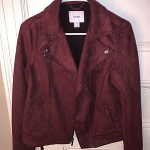 Suede maroon moto jacket